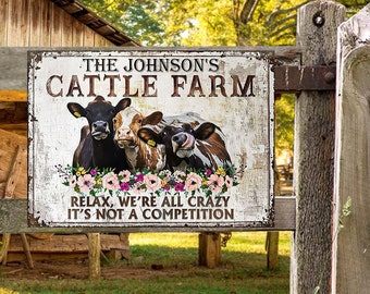 Personalized Cattle Relax Customized Classic Metal Signs