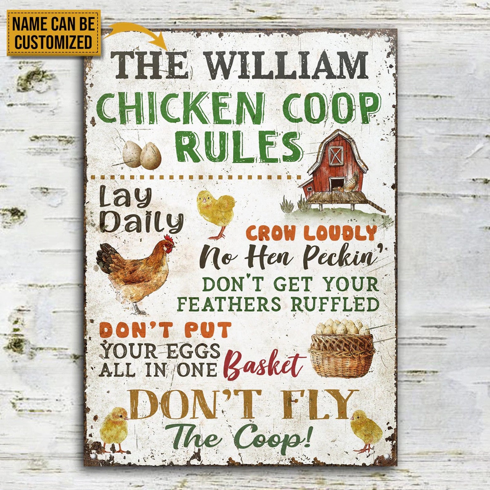 Personalized Chicken Coop Rules Customized Classic Metal Etsy