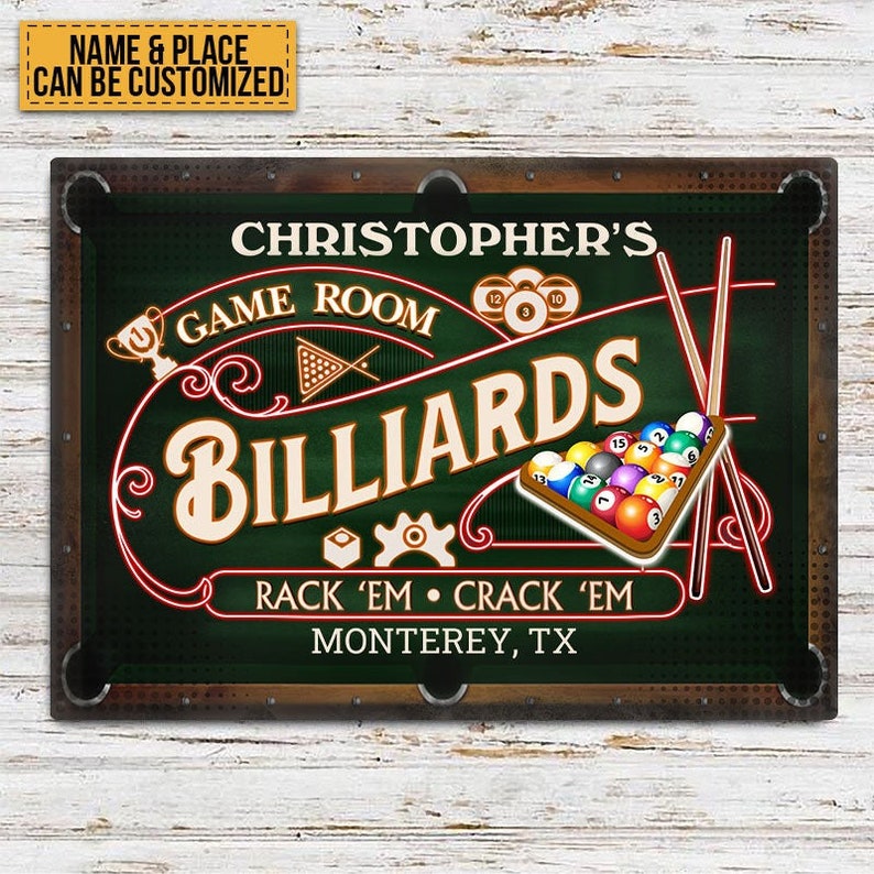 Personalized Billiards Game Room Neon Custom Classic Metal Signs - Etsy