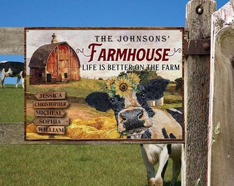 Farm Cattle Metal Signs Farmhouse Life Is Better On The Farm Custom Classic Metal Signs
