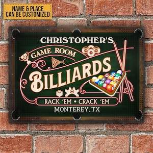 Personalisierte Billard Spielzimmer Neon Custom Classic Metallschilder