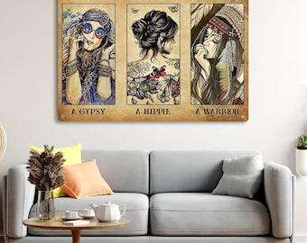 Retro Gypsy Hippie Warrior Girl Metal Sign - Perfect for Home Decor and Room Decor