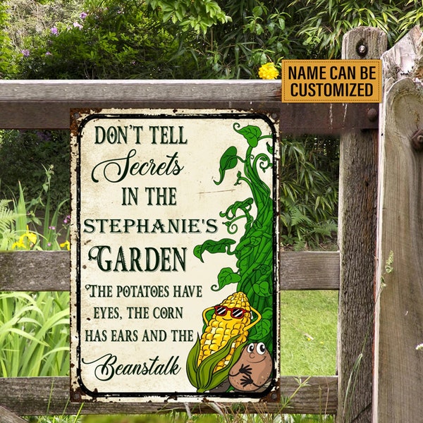 The Potatoes Have Eyes The Corn Has Ears And The Beanstalk Metal Signs, Garden Decor, Vintage Customized Metal Signs