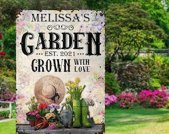 Gardening Floral Grown With Love Custom Classic Metal Signs - Garden Signs - Gift For Garden Lovers