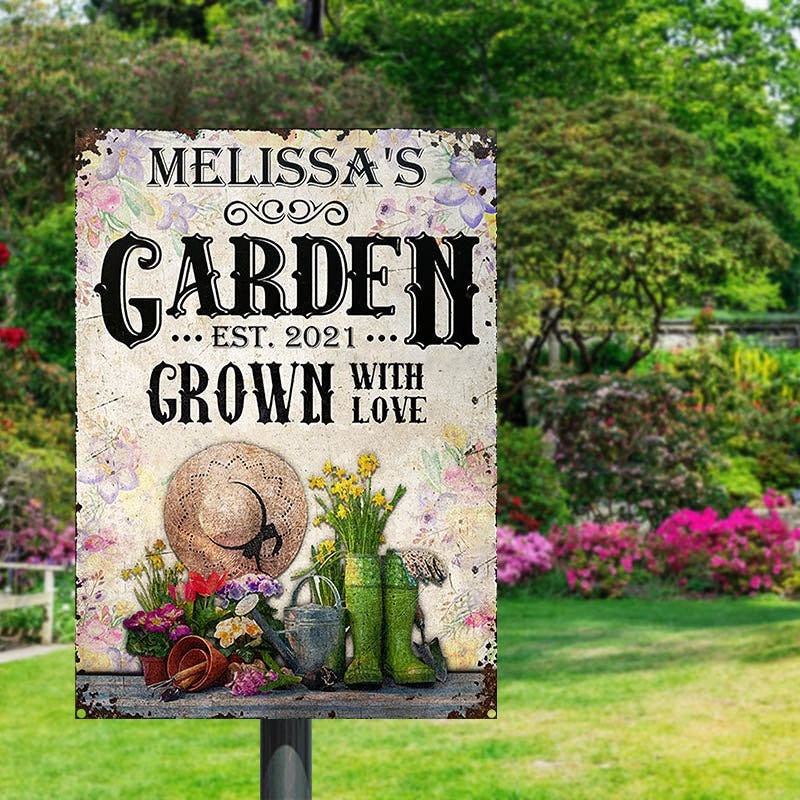 Cartello Da Giardino In Metallo "And She Lived Happily Ever After" - Decorazione Vintage Per Esterni, Cortile, Balcone - Regalo Per Giardinieri E Amanti Delle Piante