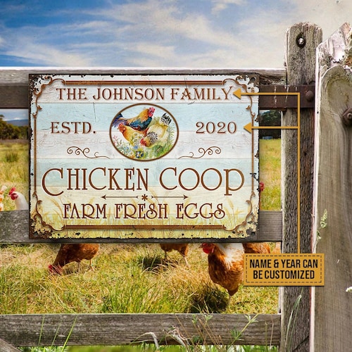 Farm Chicken Coop Fresh Eggs Custom Classic Metal Signs Farm Etsy