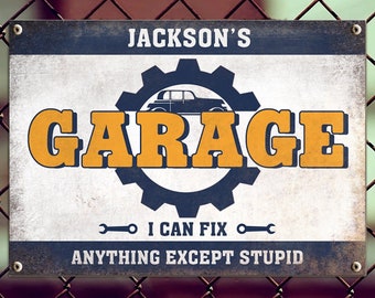 Personalized Custom Classic Metal Signs Garage Sign I Can Fix Anything Gift for Dad And Grandpa