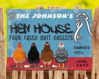 Personalized Chicken Hen House Fresh Customized Classic Metal Signs, Chicken Signs