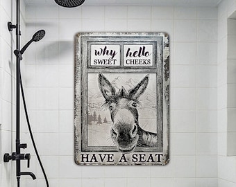 Funny Donkey Sunflower Bathroom Metal Sign Wall Decor Farmhouse Sign For Toilet Restroom Decor Gifts