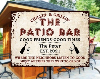 Personalized Patio Bar Grilling Red Listen To The Good Music Custom Classic Metal Signs