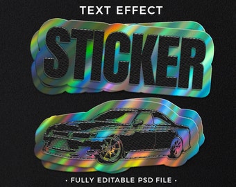 Y2K Chrome Sticker Text Effect: Photoshop Preset