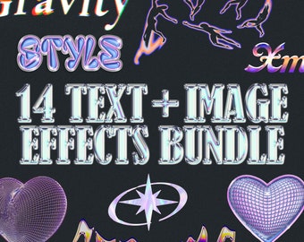14 Text + Image Effects Bundle Photoshop preset PSD
