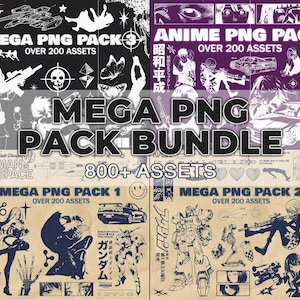 Mega PNG Pack Bundle, Over 800 png assets, transparent, photoshop Asset Streetwear Pack, anime png, photoshop pack, grunge