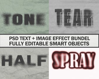 Grunge Text Effect PSD Bundle: Halftone, Distressed, Retro Photoshop Presets
