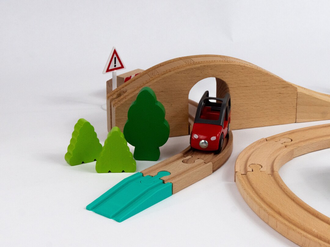 Wooden Train Entrance/exit Ramp Compatible With BRIO, Thomas, Lillabo, IKEA, Melissa & Doug