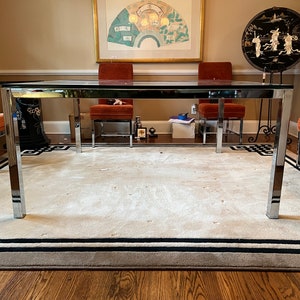Mid Century Glass and Metal Square Dining Table