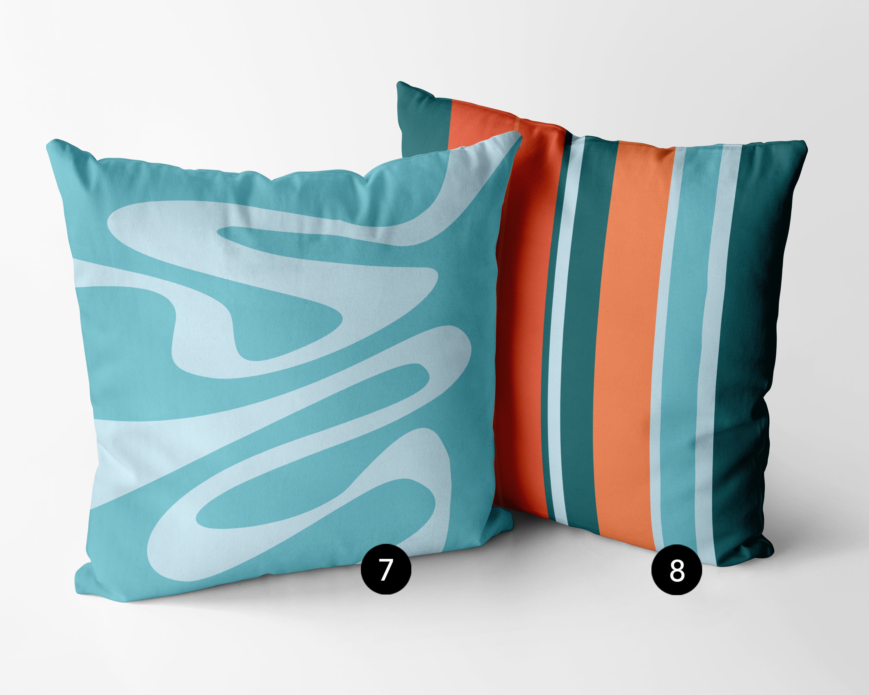 Mid-Century Modern, Teal, Blue, Throw PIllow Covers, Boho, Orange, Accent Decorative Cover, Zipper, Solid Bright Colors, 16x16, 18x18, 20x20