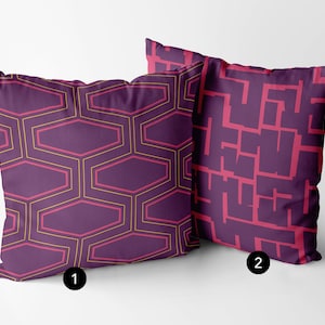 Purple, Gold, Pink, Mid-Century Modern, Pillow Cover 20x20, Throw Pillows 18x18, Boho Pillow Covers, Palm Springs Decor, Zipper Close, 16x16