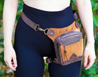 Handmade Leather Leg Bag: Festival Holster, Crossbody Bum Bag