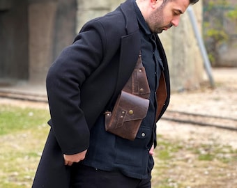 Handmade Leather Shoulder Holster Bag – Festival Travel Bag