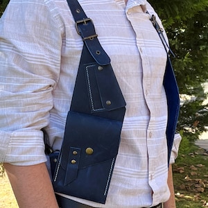 Blue Leather Holster Bag Festival Bag Travel Bag Burning Man Bag Shoulder Bag Harness Bag Double Holsters Bag
