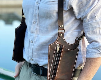 Handmade Leather Holster Bag – Rustic Brown Travel Festival Bag