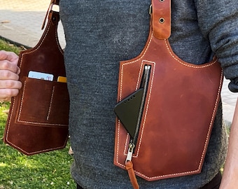 Handmade Leather Holster Bag, Festival Shoulder Bag, Travel Harness