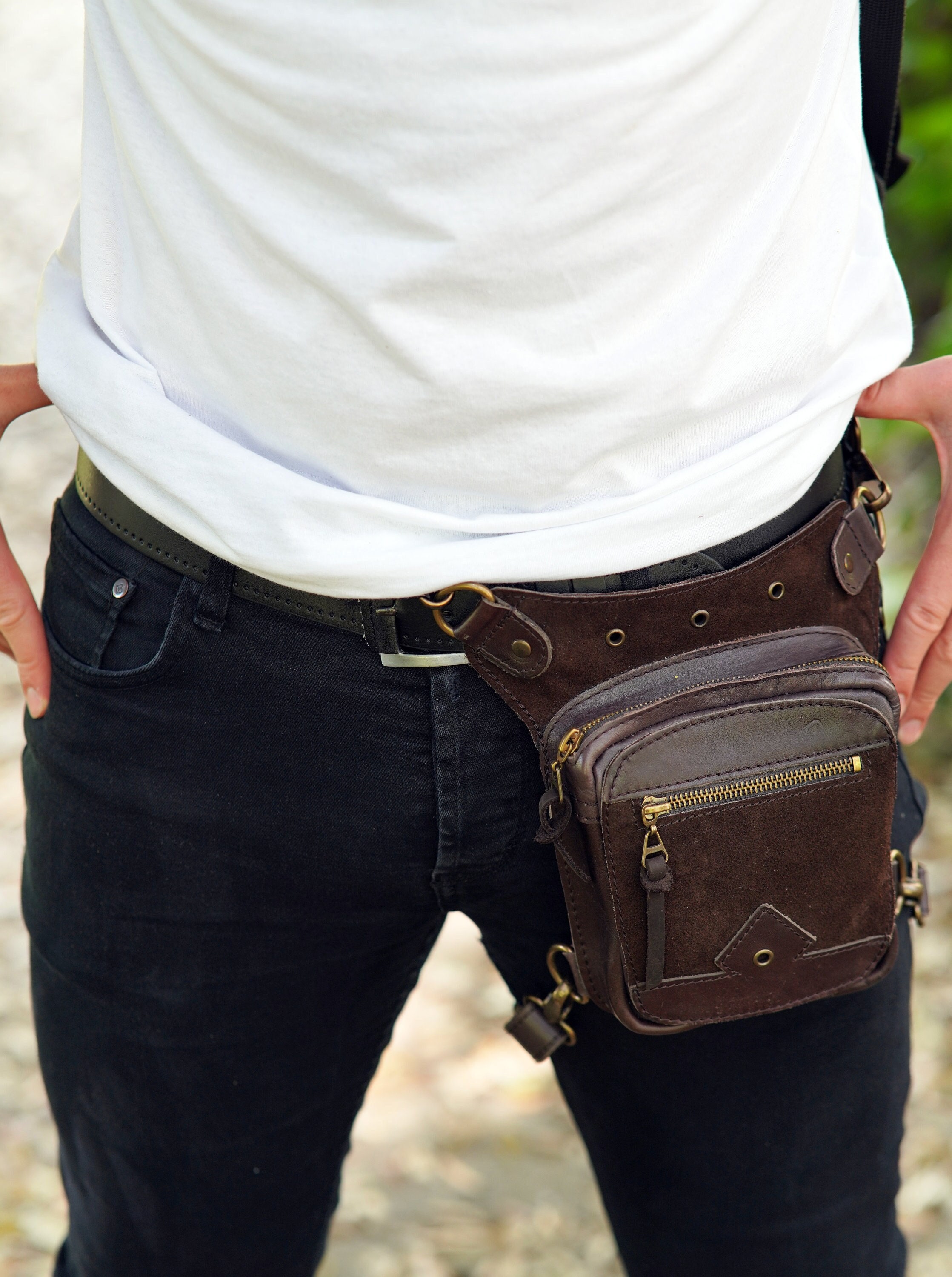 Leather Hip Shoulder Crossbody Waist Leg Thigh Holster Bag, Utility Belt  Pourch, Personalized Boyfriend Gift, Father's Day Gift 