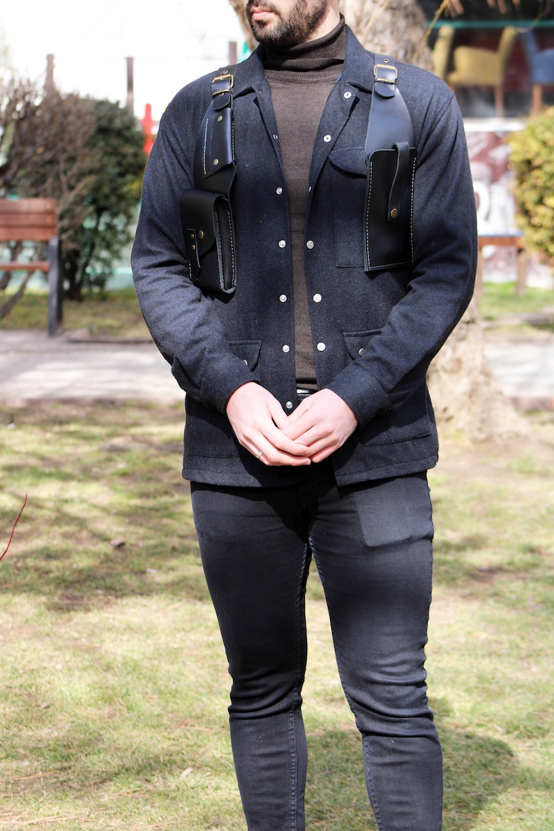 Leather Holster Bag Phone Holster Vest Chest Holsters Etsy