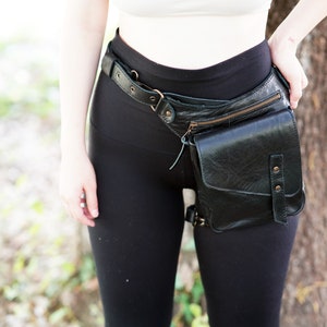 Leather Thigh Bag Hip Bag Leather Covered Leg Bag Thigh Strap Fanny Pack Leather Bag image 2