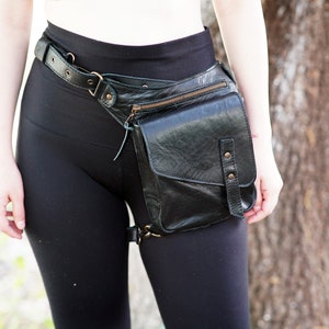 Leather Thigh Bag Hip Bag Leather Covered Leg Bag Thigh Strap Fanny Pack Leather Bag image 4