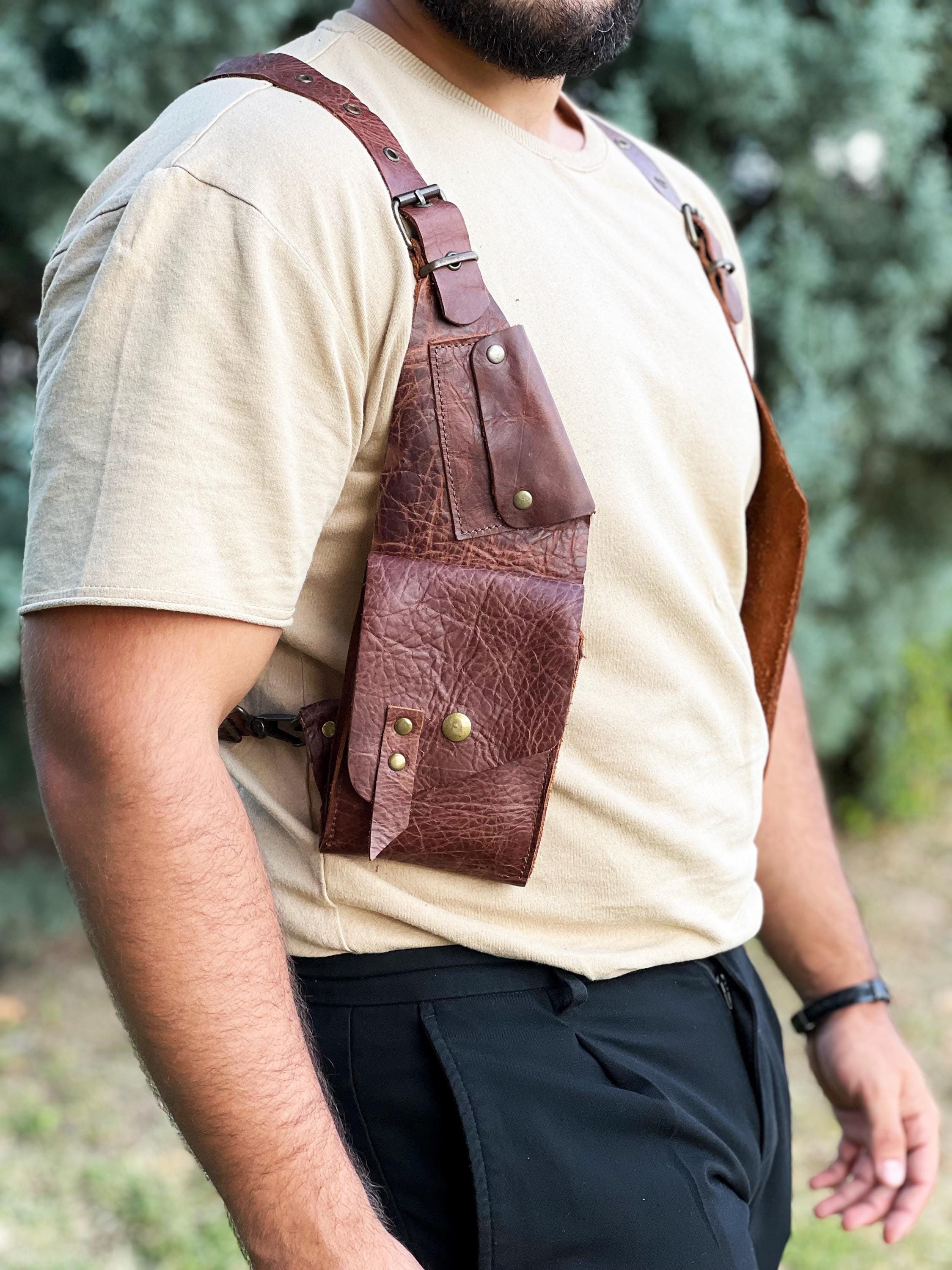 Brown Leather Holster Bag – Shoulder Harness Travel Bag - Etsy