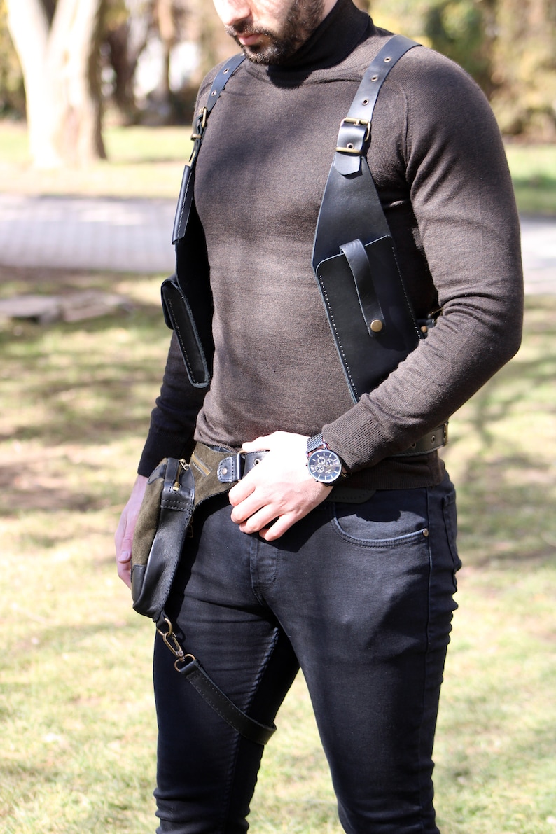 Leather Holster Bag Phone Holster Vest Chest Holsters Etsy