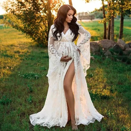 Boho Maternity Dress Cream Lace Dress 