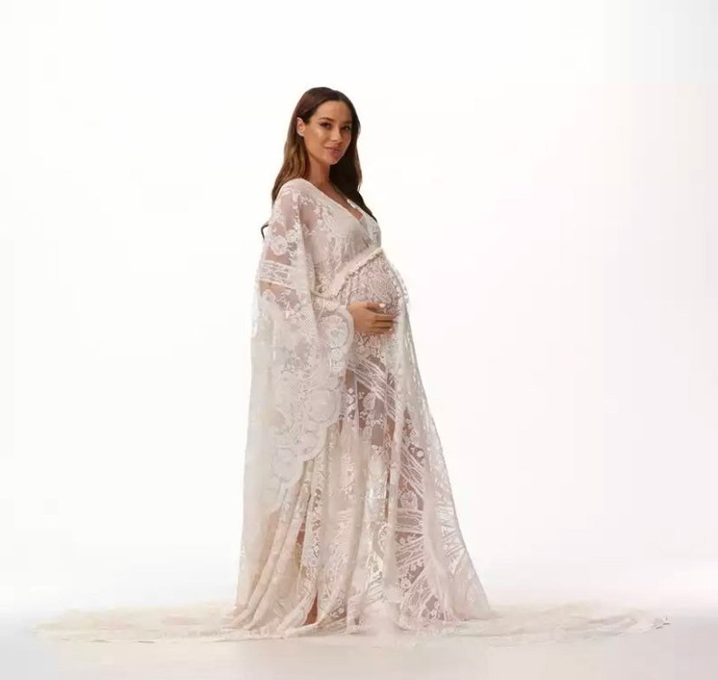 Rental Boho Maternity Dress Beige Lace Dressmaternity Etsy