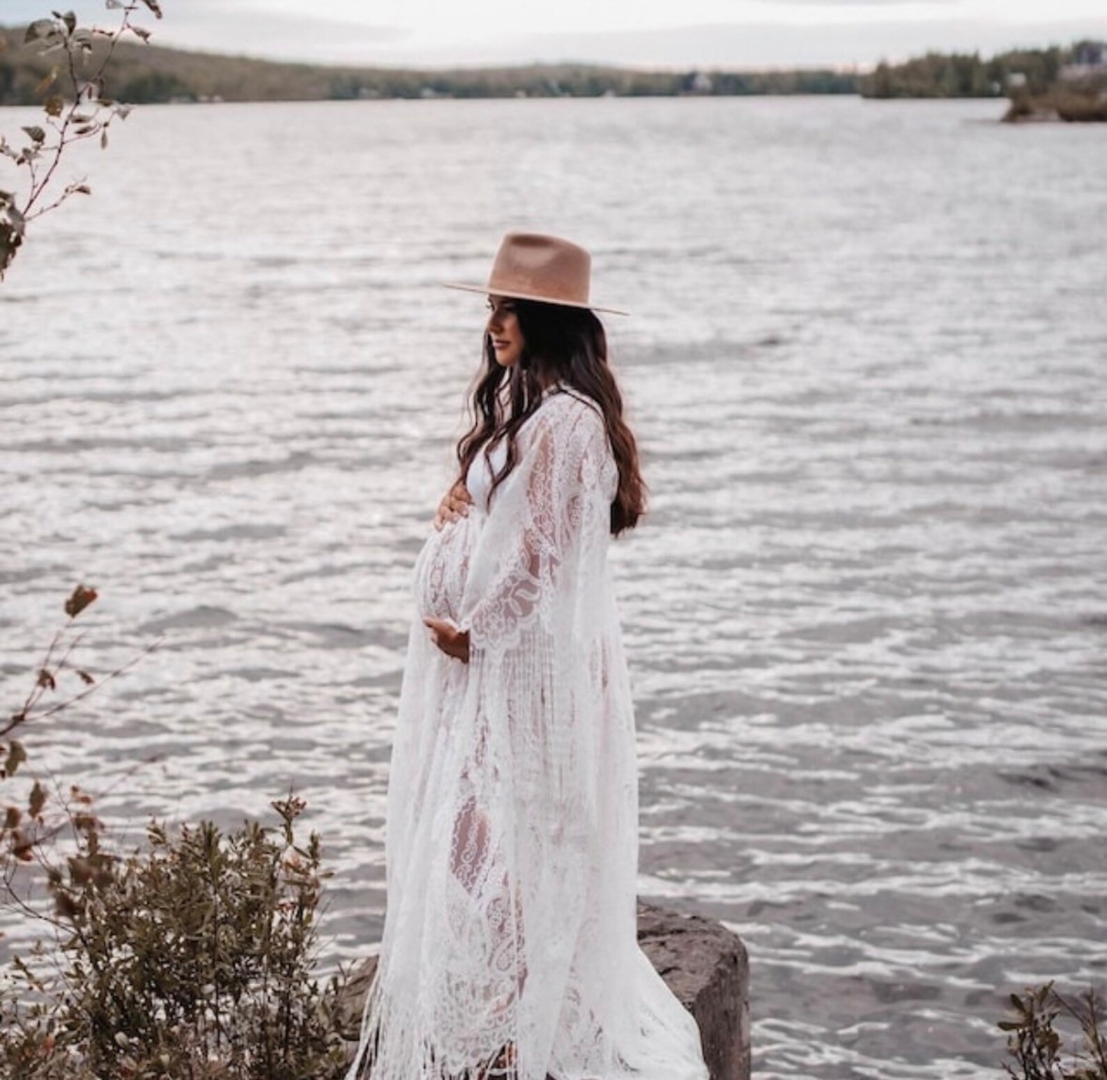 Boho Maternity Dress Cream Lace Dress Maternity Photoshoot Etsy