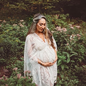 Boho Maternity dress, cream lace dress,  maternity photoshoot,long sleeve, boho maxi dress, beach wedding rustic floor length dress bohemian