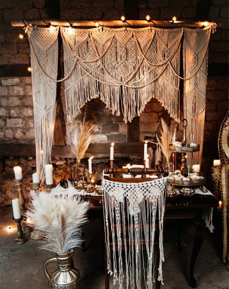 Macrame Wall Hanging Wedding Arch Decor Bohemian Wedding Etsy