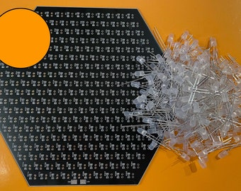 Hex PCB + Slow Flash Orange LEDs, Populated with resistors