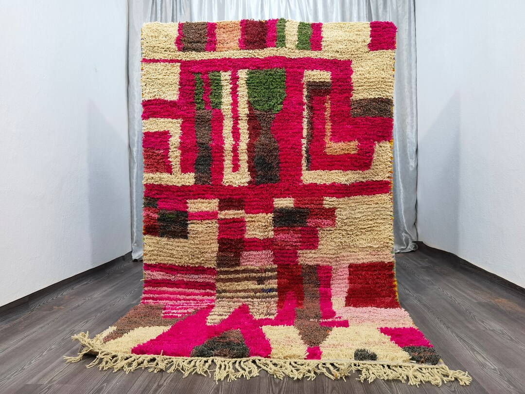 Custom Beni Ourain Rug , Pink & White Moroccan Rug , Style Moroccan Rug