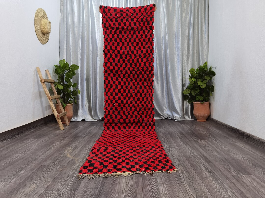 2x10 Ft Red and Black Rugs Vintage Moroccan Rug Rugs for Etsy