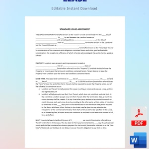 Standard Residential Lease Template Digital Downlaod