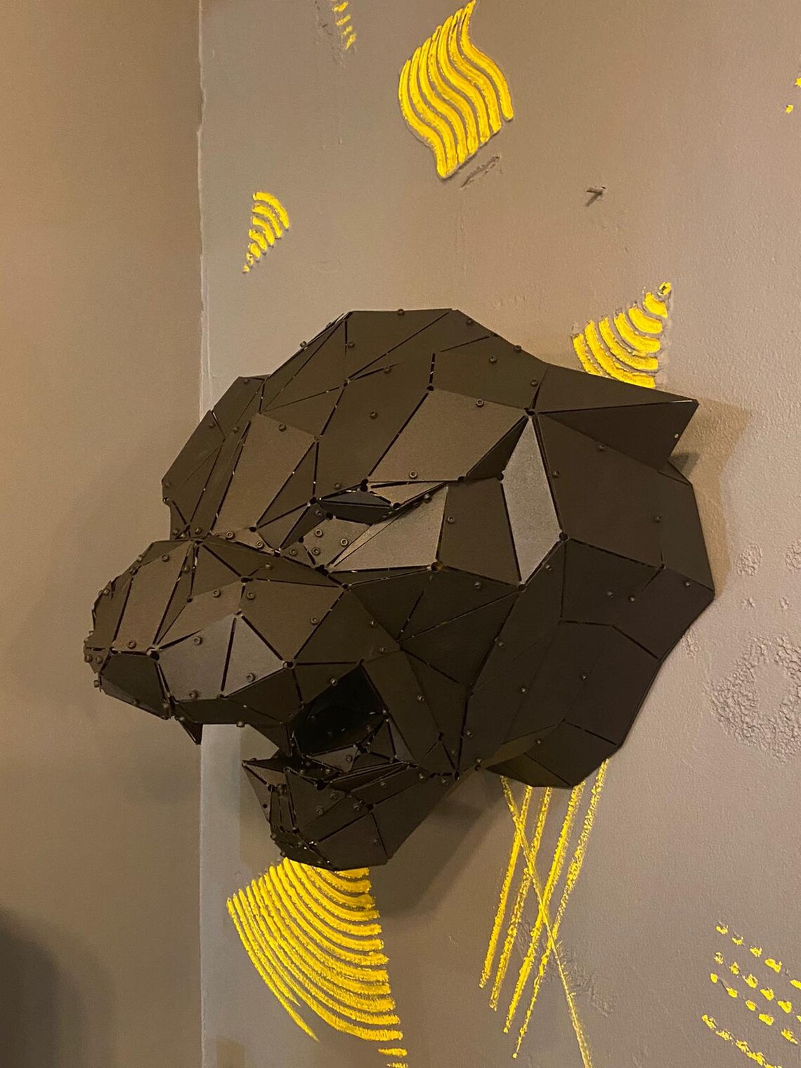 Metal Panther Head, Wall Decor, Metal Animal Head, Wall Art, Animal