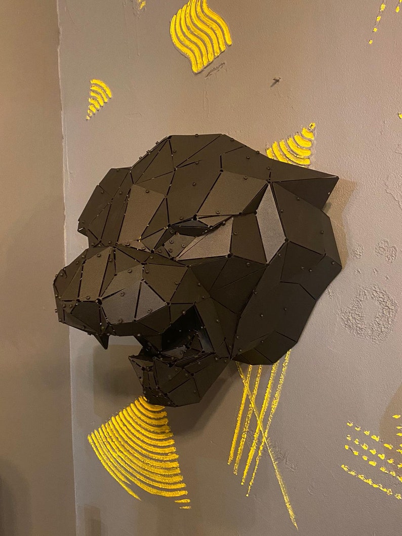 Metal Panther Head, Wall Decor, Metal Animal Head, Wall Art, Animal