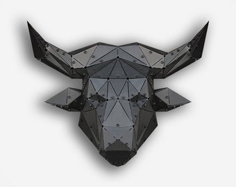 Modern Bull Head Wall Decor, Metal Bull Head, Decorative Bull Head, Unique Metal Wall Hanging, Bull Sculpture,  Unique Design for Wall