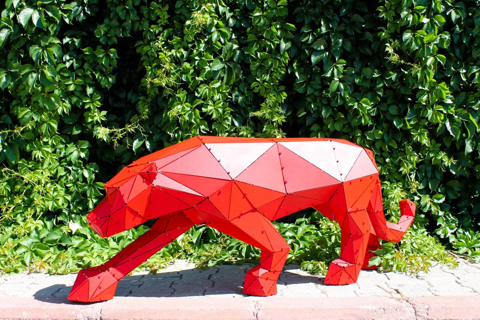 Design Panther Statuetta Pantera In Metallo Argentato Su Base Legno Di Mango - 51 Cm, Decorazione Elegante