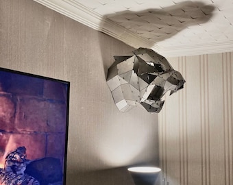Panther Kopf aus Metall, Wanddeko, Tierkopf aus Metall, Kunst für die Wand, Tierskulptur, 3D Metall Design, 3D Figur aus Metall, Metall Tier Design