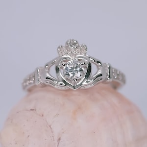 CLADDAGH Ring - Moissanite & White Sapphires - Custom Made