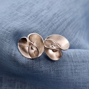 TAINIA Ribbon Sterling Silver Studs Handmade image 1