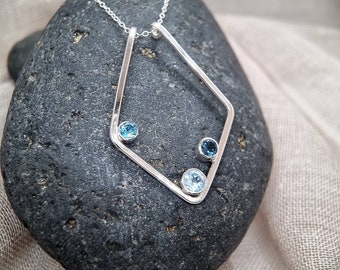 KAI Ring Holder Necklace - Silver and Blue Topaz - Custom Handmade